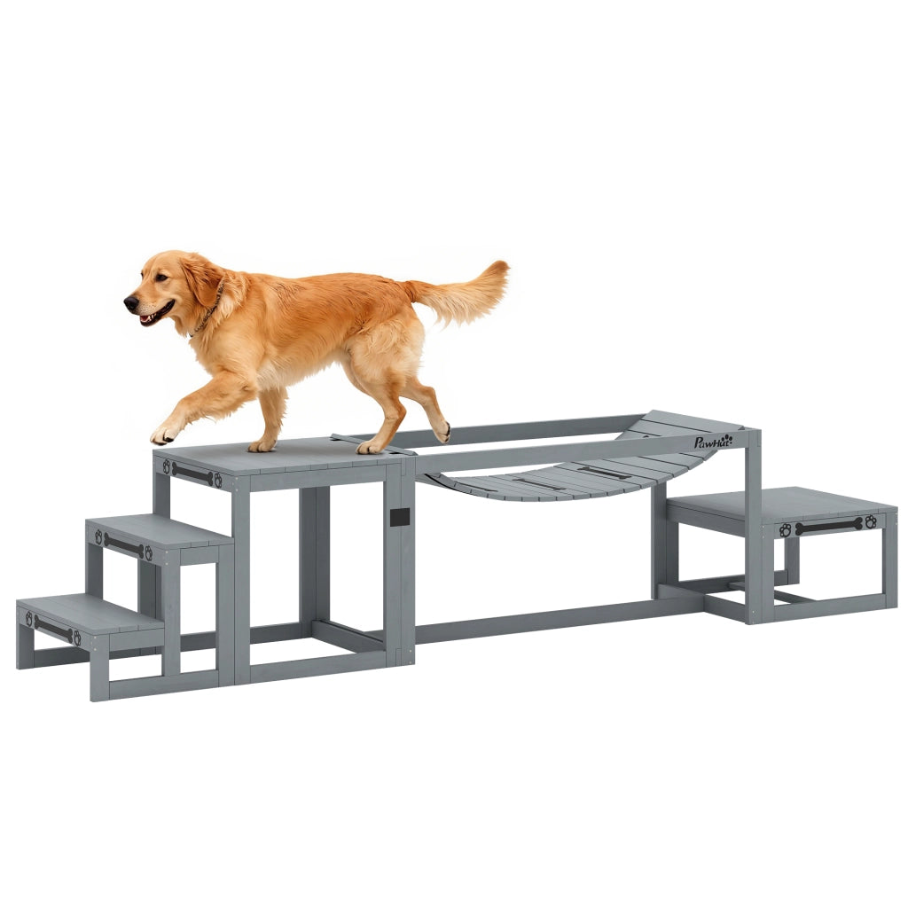 Set Agility per Cani 3 Pezzi ¨C Minimal ¨C Legno Abete Grigio 117x50x56 cm
