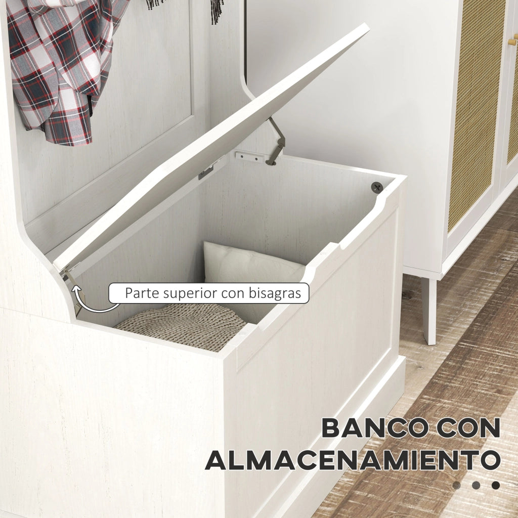 Appendiabiti con Banco e Scarpiera ¨C Minimal ¨C Bianco 71.5x39.5x170 cm
