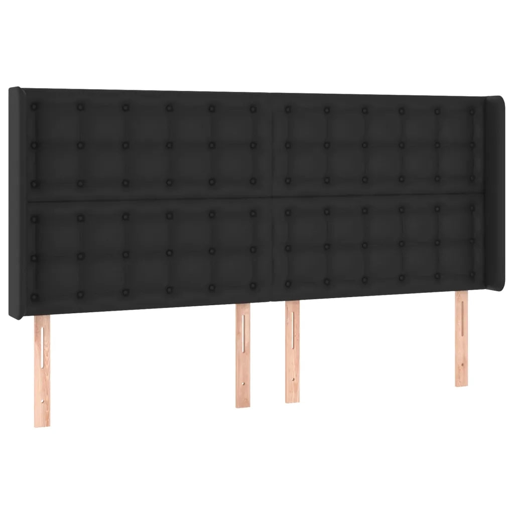 Testiera | Testata a LED Nera 203x16x118/128 cm in Similpelle