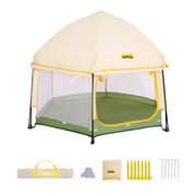 Jovikids Box a molle per bambini pieghevole con baldacchino, tenda pop-up per esterni, grande playpen esagonale 150x150x105cm con borsa da trasporto per casa, giardino e spiaggia