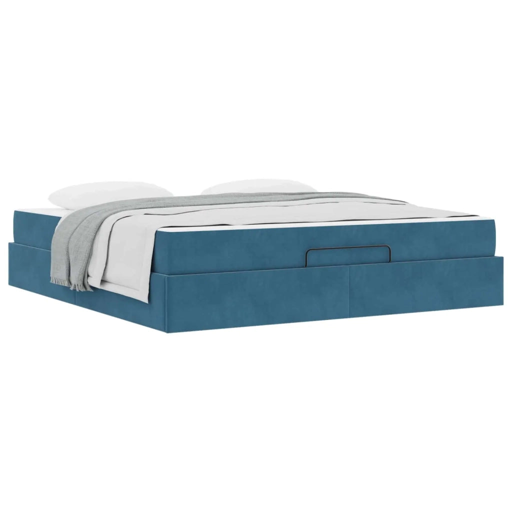 Struttura letto con materasso con materasso 2 pcs Blu Velluto