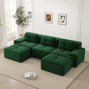 Divano modulare con seduta profonda design senza struttura base antiscivolo per soggiorno in velluto a coste verde
