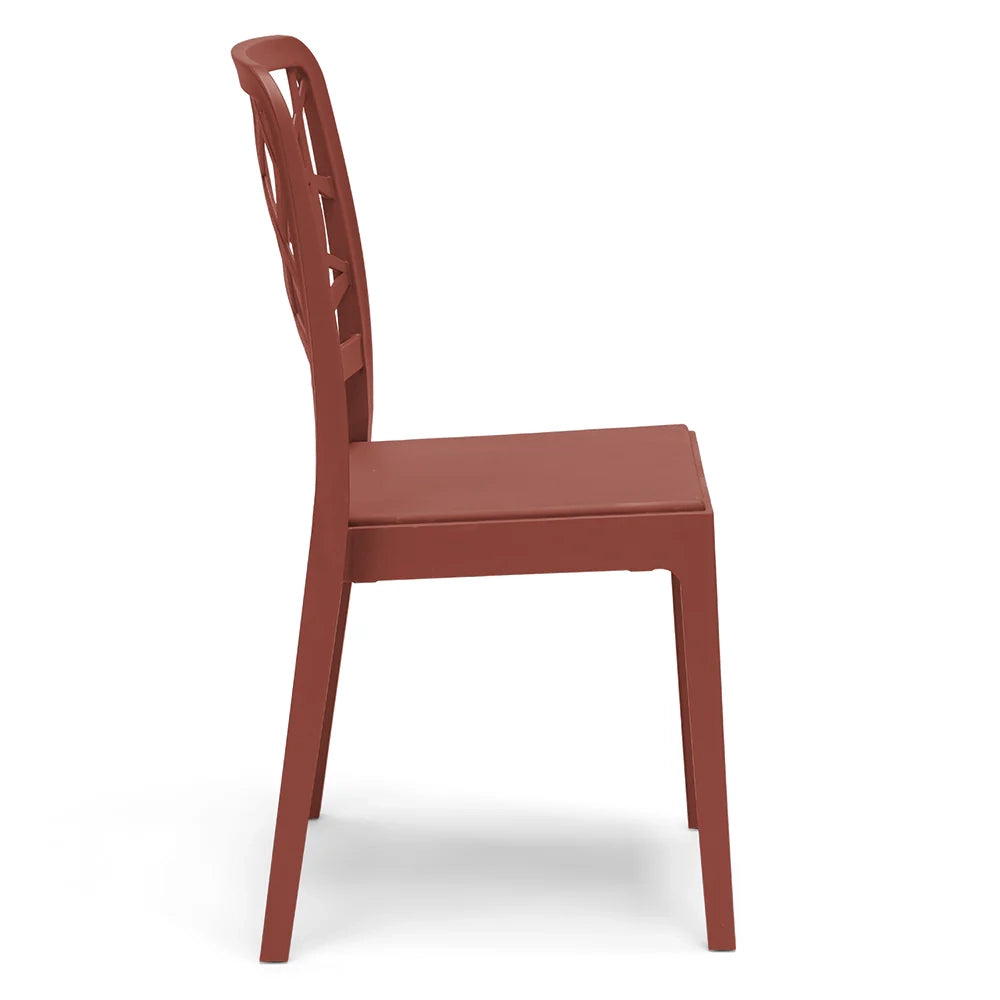Set 6 sedie in polipropilene PENELOPE, 100% MADE IN ITALY, impilabile, resistente ai raggi UV, design moderno, ideale per sala da pranzo, cucina, sala d’attesa, bar, ristoranti o giardino, colore Mattone