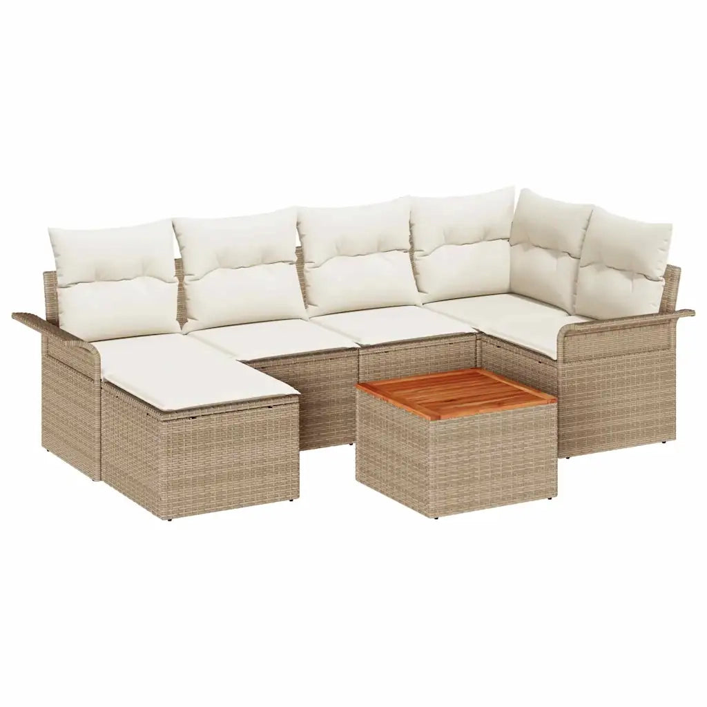 Set Divano da Giardino con cuscino 7 pcs Beige polyrattan 3347351