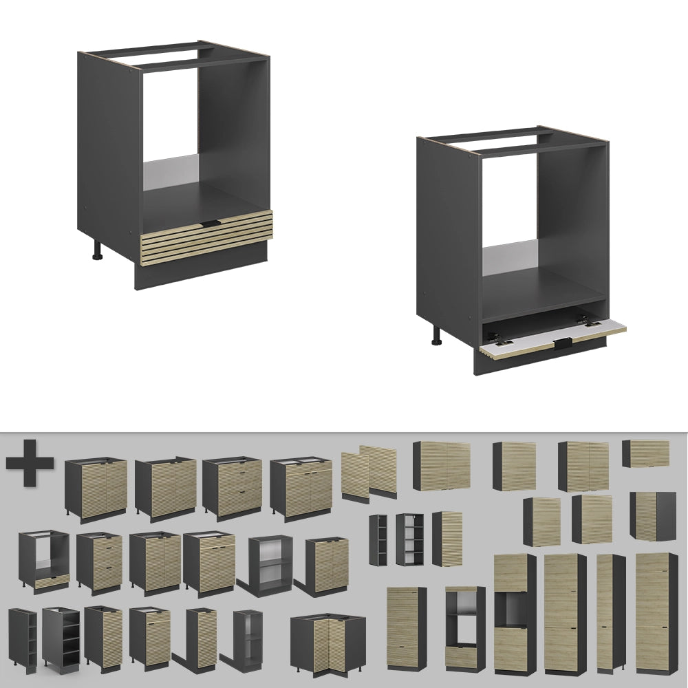 Mobile per forno da incasso Fame-Line Pannello in quercia/Antracite 60 cm senza piano di lavoro Vicco