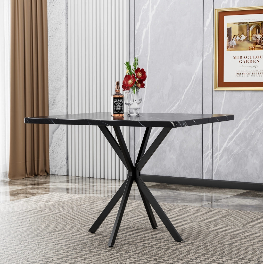 TAVOLO da pranzo quadrato 107,2x58,2x8,7 cm Nero in MDF e metallo