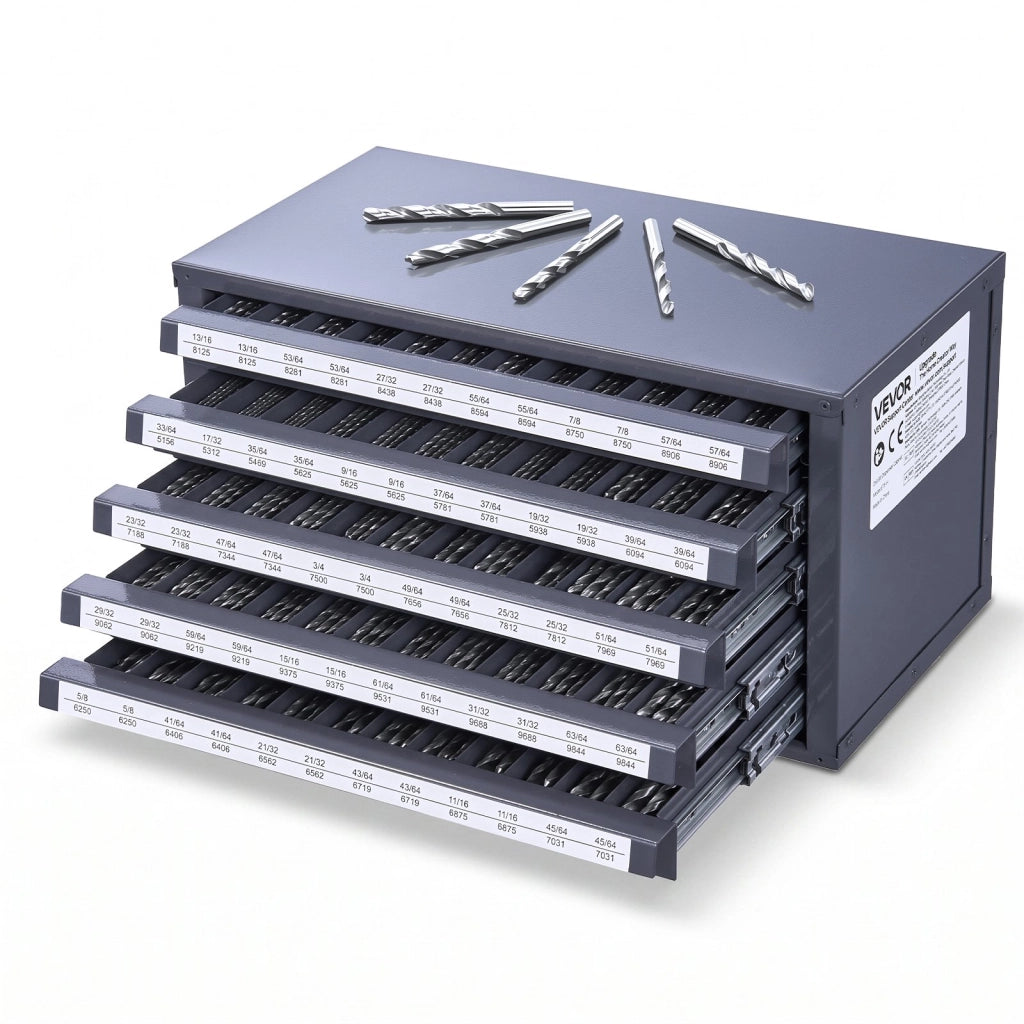 Cassettiera Porta Punte da Trapano 5 Cassetti 60 Scomparti in Acciaio ET5-C Organizer Impilabile per Officina e Fai da Te 375x200x200 mm