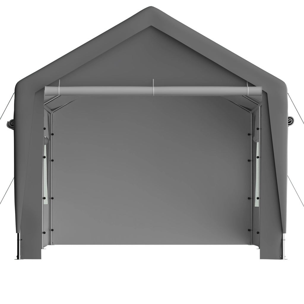 Tenda garage 3 × 6 m in metallo grigia con finestre avvolgibili pareti e tetto rimovibili per veicoli