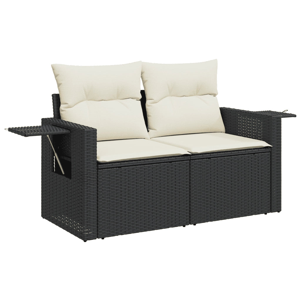 Set Divani da Giardino 10pz con Cuscini in Polyrattan Nero 3253043