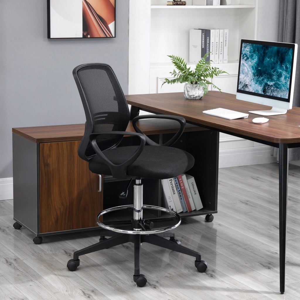 Sedia da Ufficio Ergonomica con Braccioli e Poggiapiedi Regolabile ¨C zephmum ¨C Nera con Rete