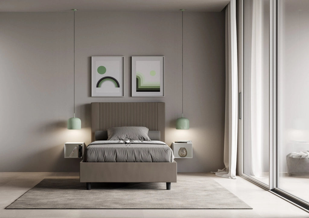 Letto 1 Piazza e Mezzo 130x210 cm Senza Rete Goya Cappuccino