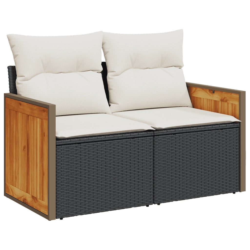 Set Divano da Giardino 6 pz con Cuscini Nero in Polyrattan 3259935