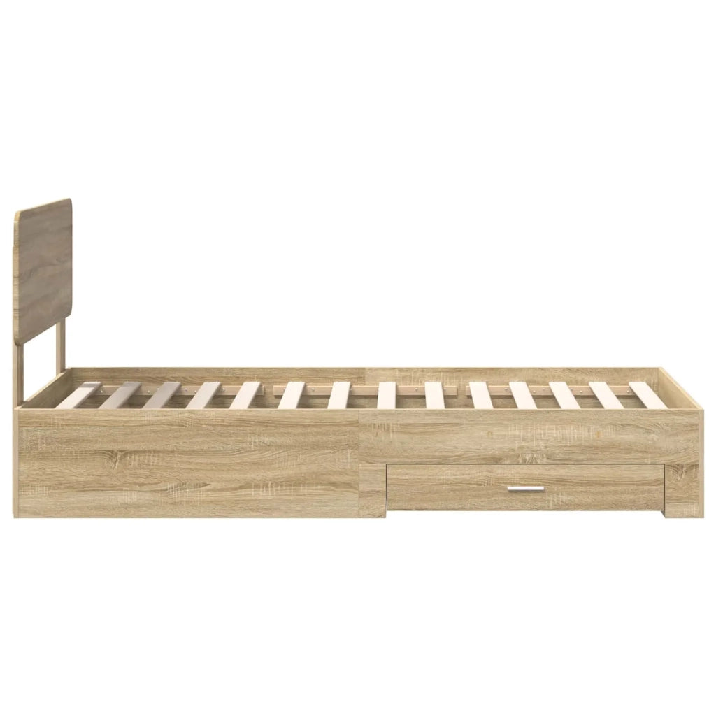 Letto singolo | Letto per adulti | Struttura del letto Rovere Sonoma 75 x 190 cm Legno multistrato