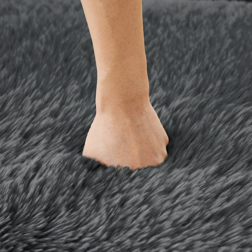 Divano Modulare 3 Posti con Design Ergonomico e Base Antiscivolo, in Peluche Grigio
