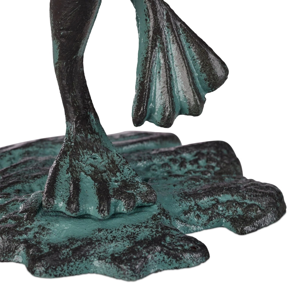 Statua da giardino rana danzante decorazione esterna 33 x 31 x 9,5 cm in ghisa verde 13_0005595