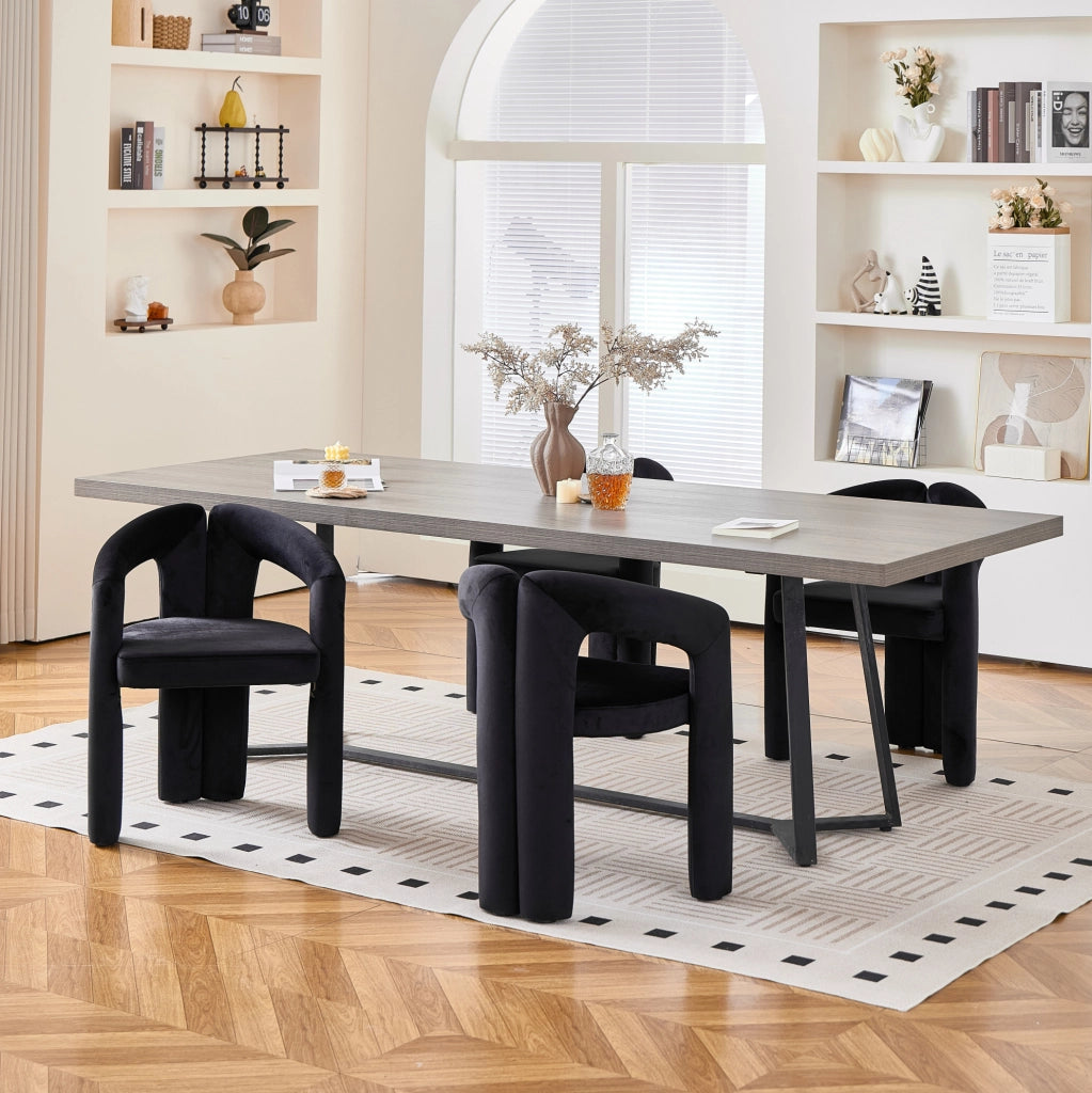Set di 2 sedie da pranzo in velluto nero con braccioli