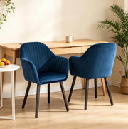 Sedia da pranzo 42x50x81 cm blu con braccioli, set da 2