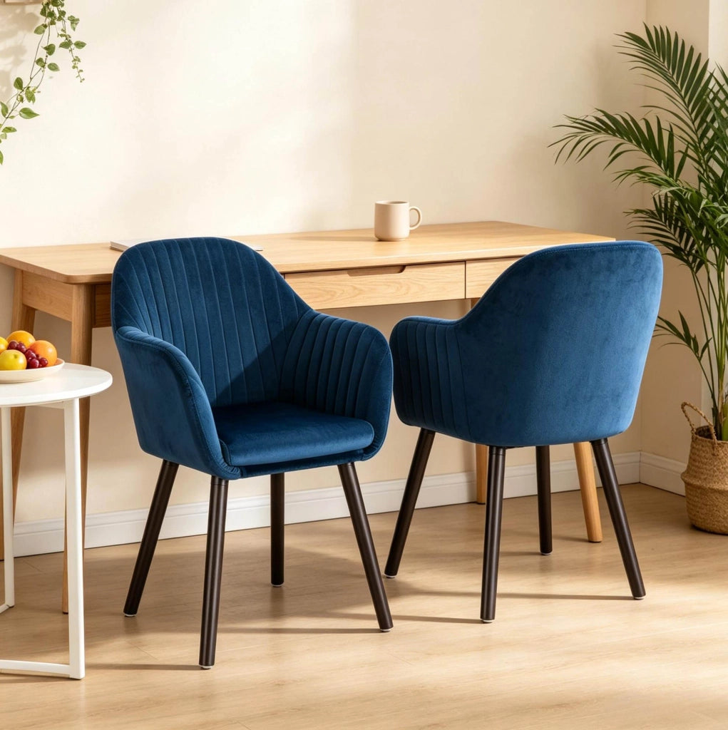 Sedia da pranzo 42x50x81 cm blu con braccioli, set da 2