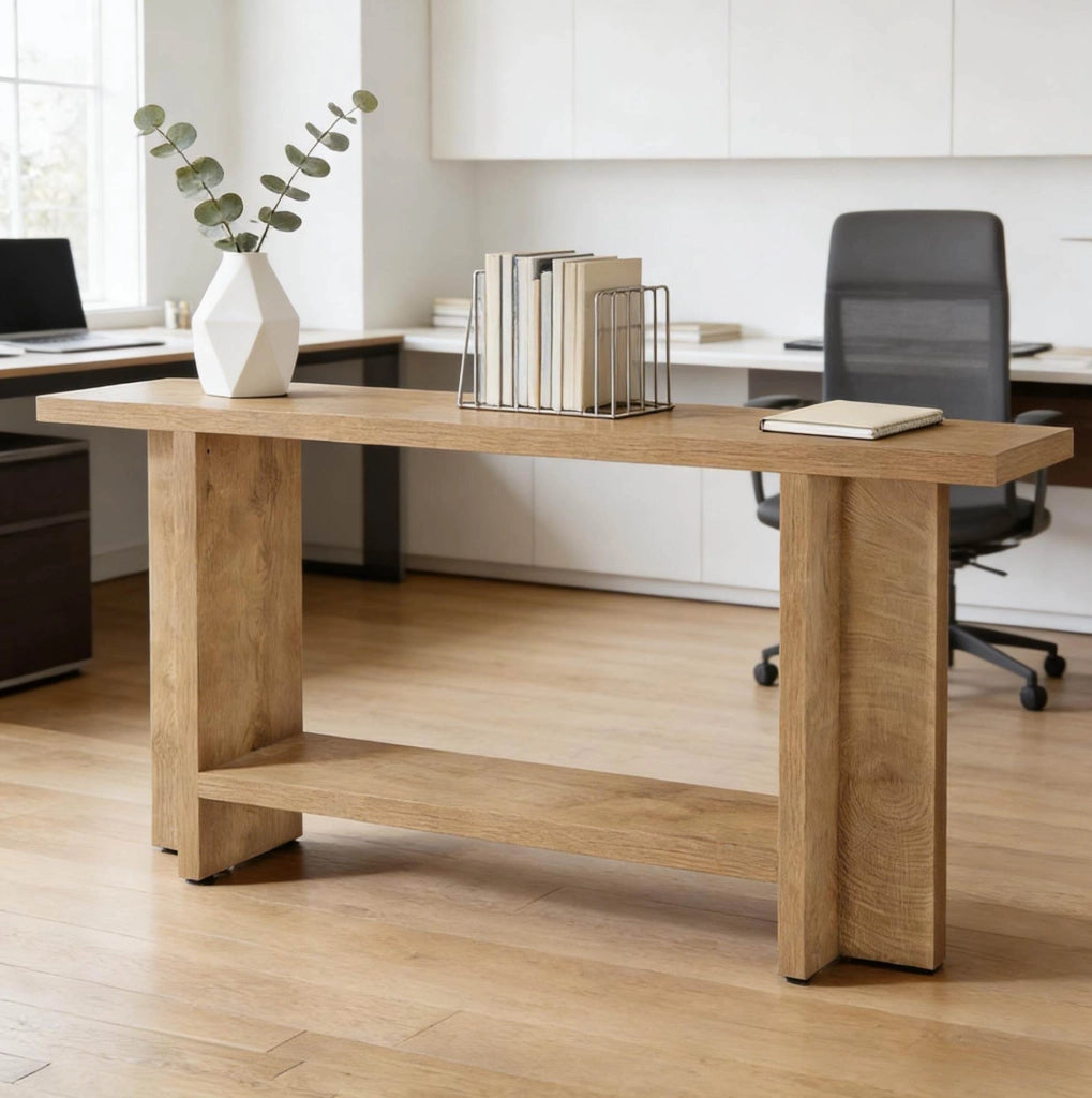 Consolle da ingresso 150x30x80 cm a 2 ripiani in MDF marrone HOMVRA