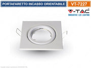 V-TAC VT-7227 PORTAFARETTO ORIENTABILE QUADRATO DA INCASSO PER LAMPADINE GU10 E GU5.3 - SKU 3472