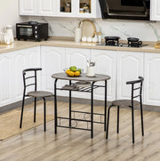 Set bistrot nero con tavolo e 2 sedie, ripiano inferiore