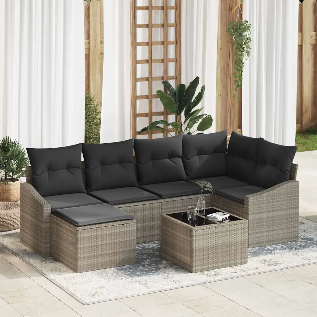 Set di divani con cuscino 7 pcs Grigio chiaro polyrattan 3346802