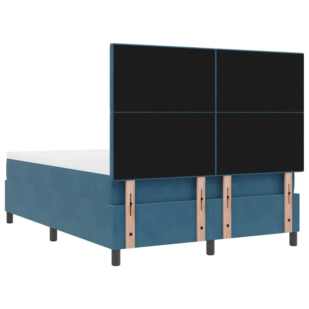 Letto a Sorgente LED Blu Scuro 140 x 200 cm Velluto 3343320