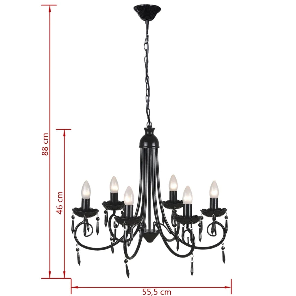 Lampada da Soffitto Pendente Elegante Nera 6 Portalampade 240689