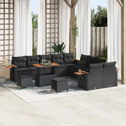 Set Divano da Giardino con cuscino 17 pcs Nero polyrattan