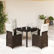 Set Bistrò da Giardino 5 pz con Cuscini in Polyrattan Marrone