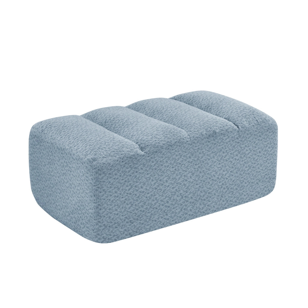 Divano modulare con ottomana in pile granulato blu