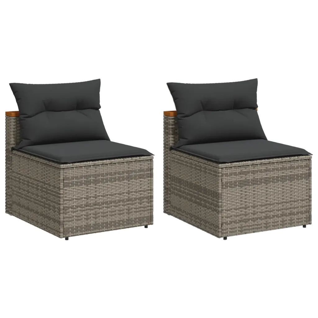 Divani Giardino Senza Braccioli con Cuscini 2 Grigi Polyrattan 365833