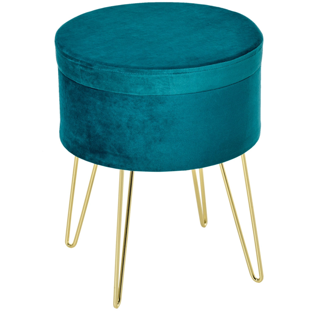 Pouf Contenitore ¨C Minimal ¨C Verde Velluto Legno
