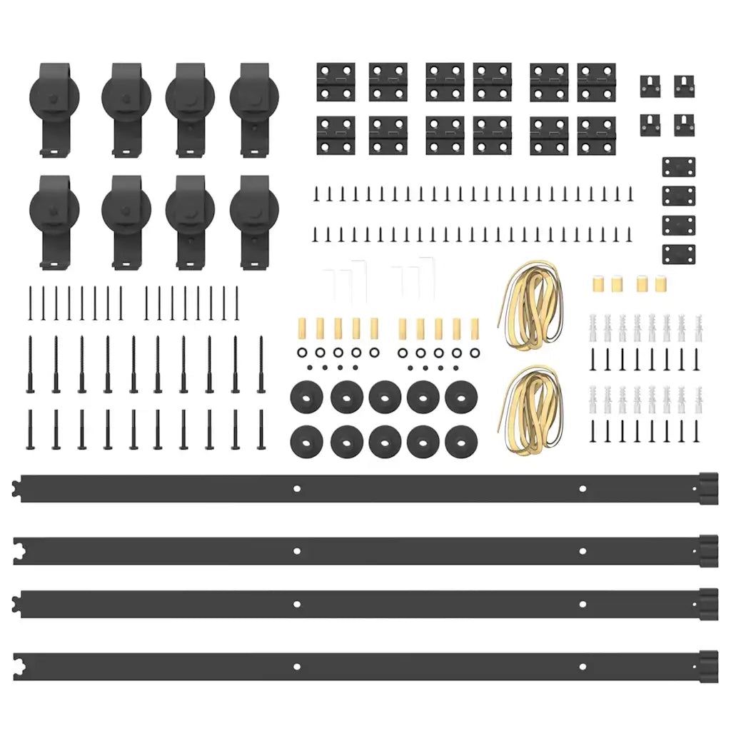 Kit di Binari per Porte Scorrevoli 400 cm Acciaio Nero CFW8338757