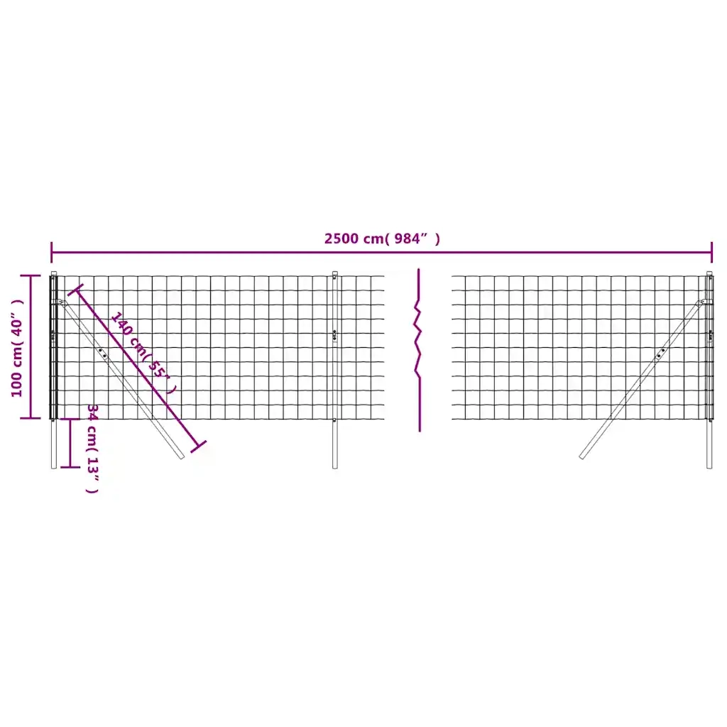 Recinzione Metallica Antracite 1x25 m in Acciaio Zincato 154233