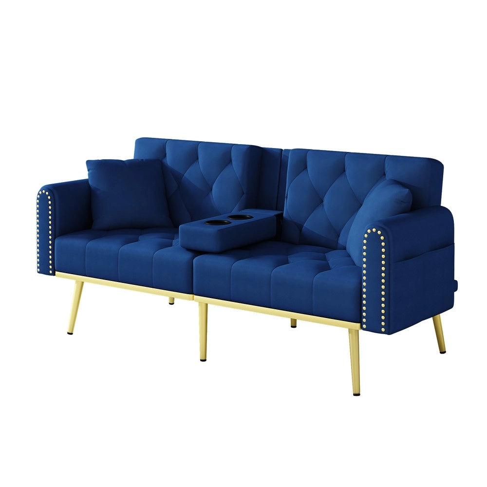 Divano letto estraibile ¨C Minimal ¨C tessuto blu, 2 posti
