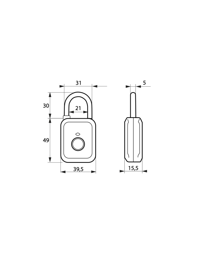 Lucchetto biometrico a impronta digitale, da esterno, arco in acciaio, 45 mm, rosso – THIRARD