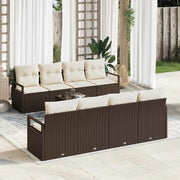 Set Divano da Giardino 9 pcs Marrone e Crema polyrattan