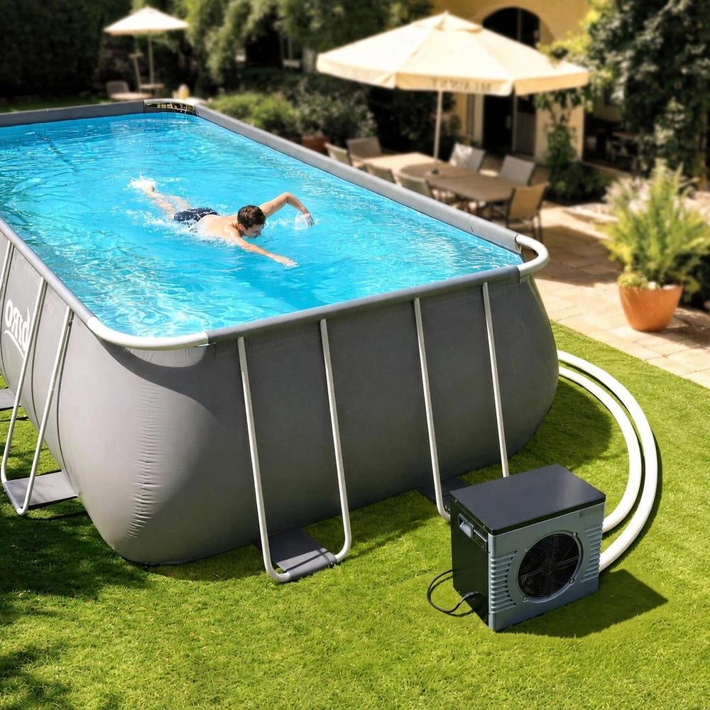 Pool Heat Pump 4920 W, Electric Pool Heater For Above-ground Pools Up To 18 M³, Max. COP 5.29, Low Noise, Residual Current Circuit Breaker, Heating Temperature 15–40 °C, Heating & Cooling Mode, Heat Exchanger