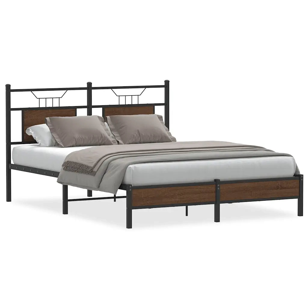 Letto matrimoniale | Letto per adulti | Giroletto senza Materasso Rovere Marrone 137x190 cm Truciolato