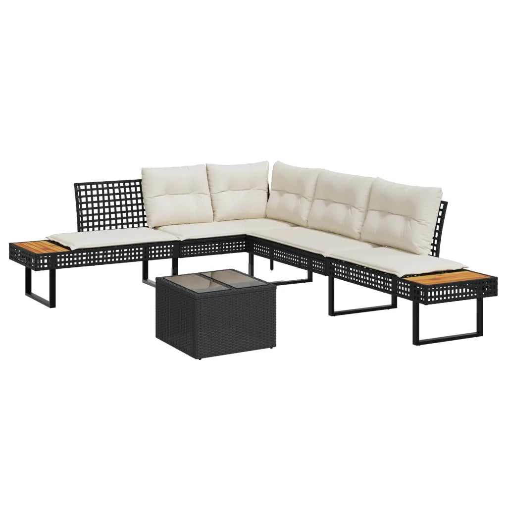 Set Divani da Giardino 2 pz con Cuscini Nero Polyrattan e Vetro 3277493