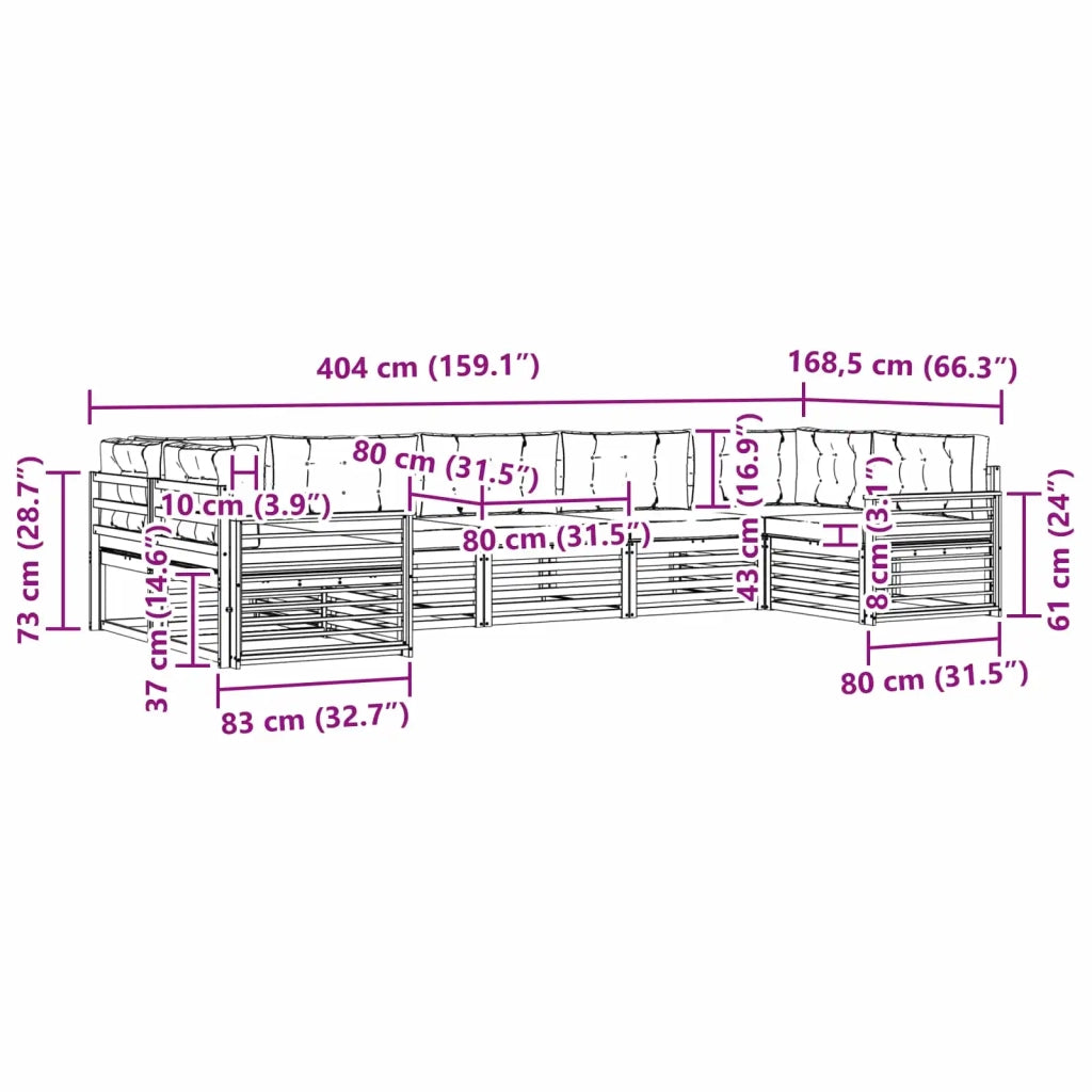 Set di divani da esterno 7 pz Grigio Naturale e Chiaro 3374071