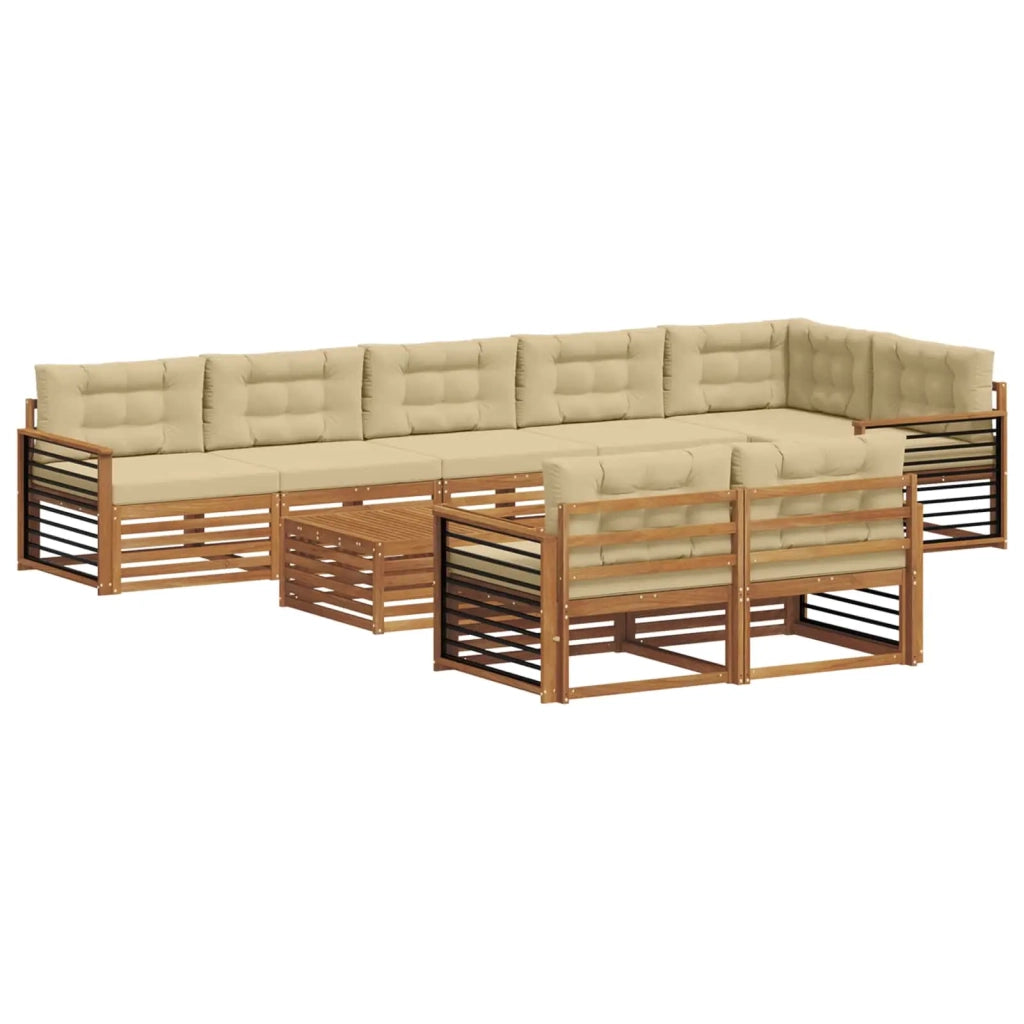 Set di divani da esterno 9 pz Naturale e Beige 3373713
