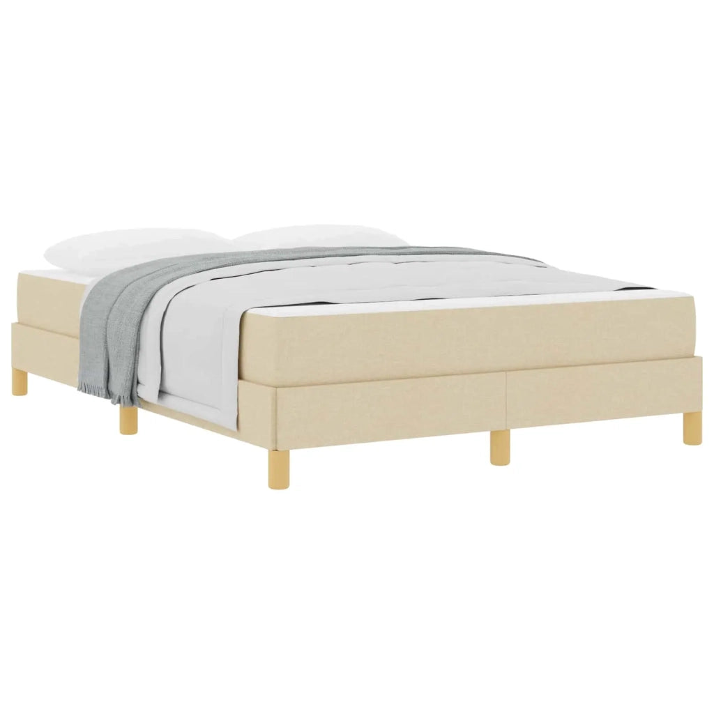 Letto a molle con materasso Crema 160 x 200 cm Tessuto