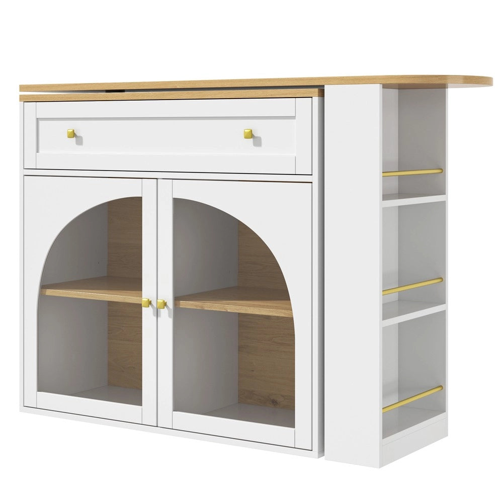 Tavolo da bar allungabile ¨C Minimal ¨C 138-204¡Á39¡Á104cm bianco effetto vetro con spazio di archiviazione