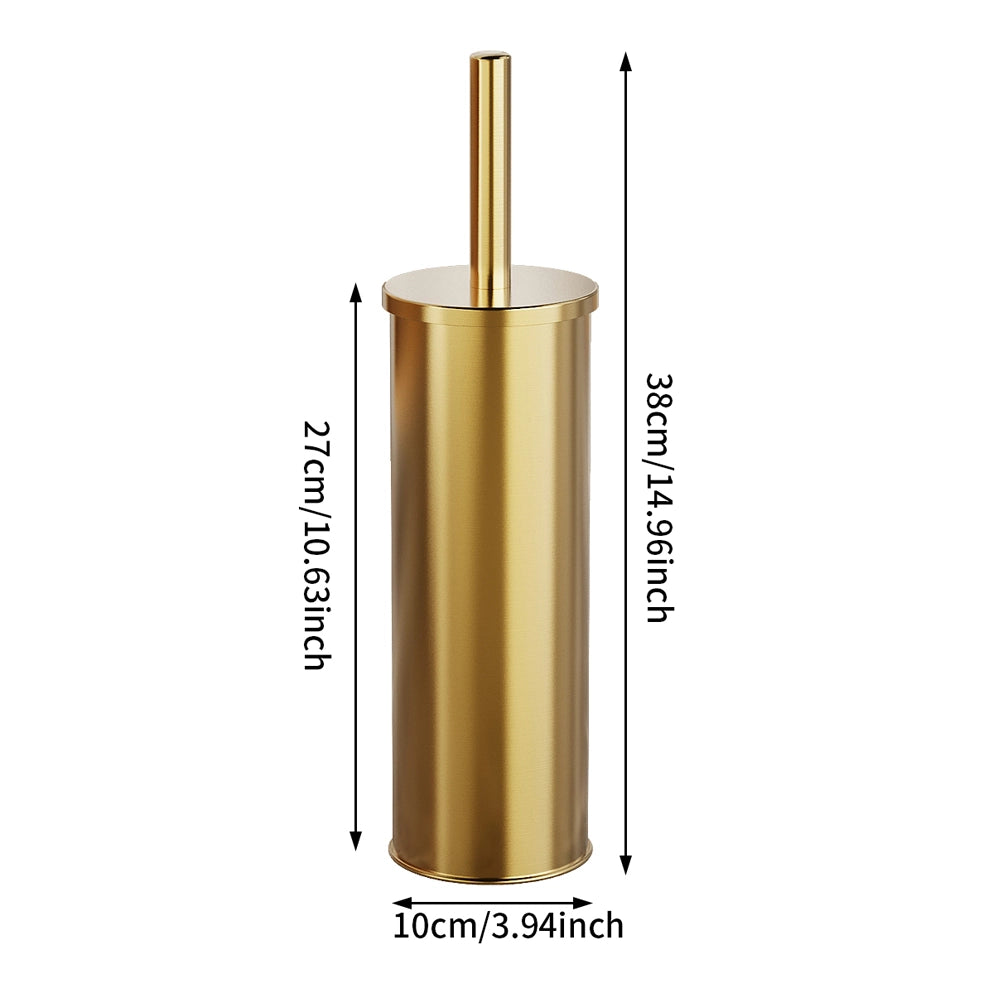 Scopino WC da terra con base in acciaio inox 410 dorato spazzolone bagno cilindrico design moderno pratico