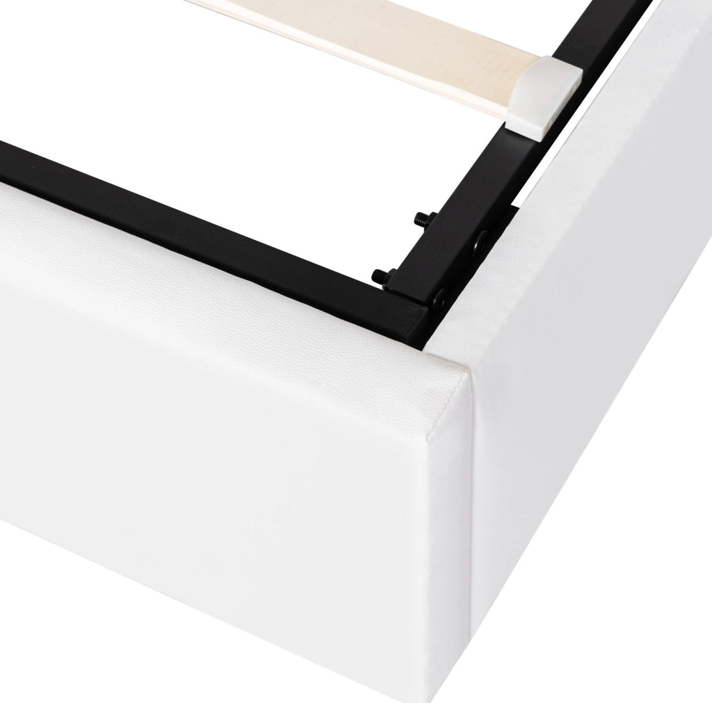 Letto imbottito con luce LED e contenitore 140 x 200 cm bianco