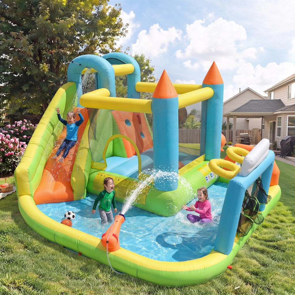 Parco acquatico gonfiabile per bambini con scivolo; piscina e giochi sportivi 360 x 320 x 200 cm