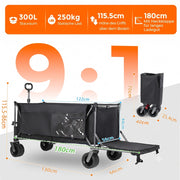 Carrello pieghevole con sponda estensibile, nero/grigio