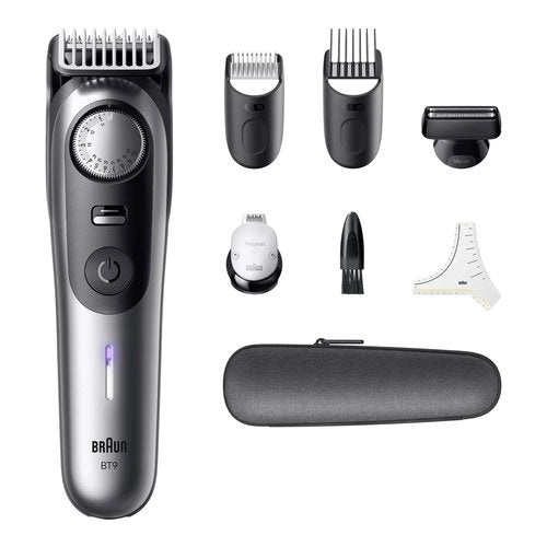 Braun beardtrimmer 9 regolabarba series 9, +7 strumenti da barbiere, 52 lunghezze, problade, bt9520, cromo - BT 9520